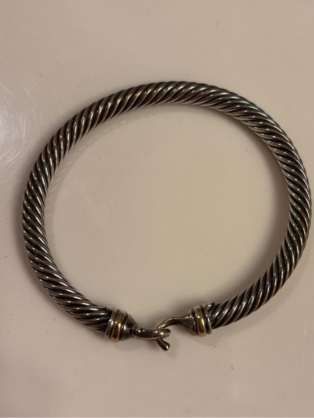 David Yurman Two-Tone Cable Bracelet in Silver & Gold Accents - Picture 3 of 7